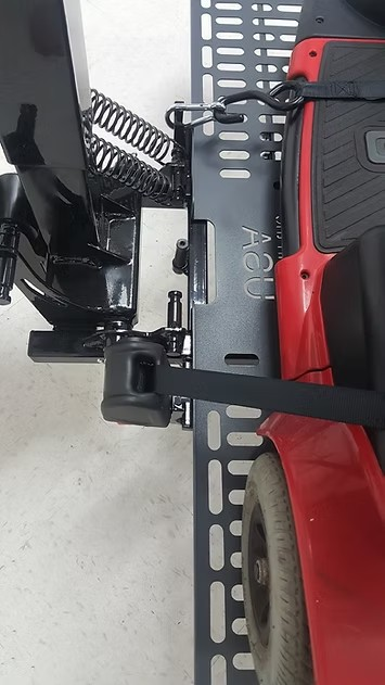 Wheelchair Carrier Mini Electric Lift With Scooter Closer Angle Side View