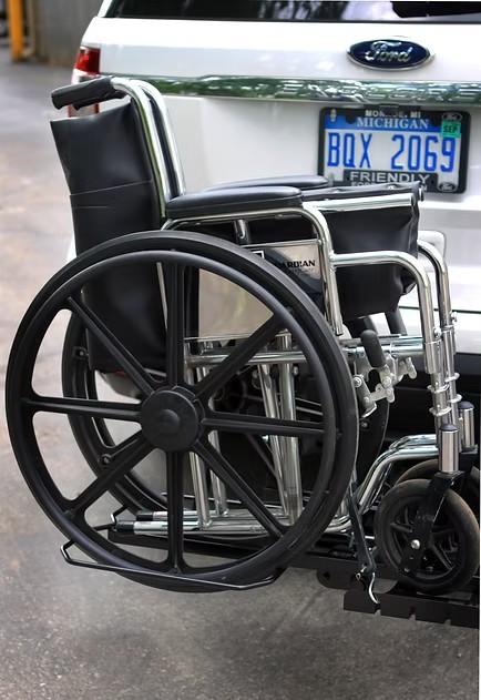Wheelchair Carrier Tilt N Tote With Wheelchair In The Back of The Car View
