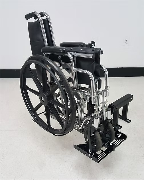 Wheelchair Carrier Tote With Folded Wheelchair Securely Lock With Strap Hook View