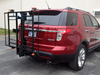 Wheelchair Carrier XL4 Electric Lift Installed Into Car Hitch Receiver Folded Side Angle View