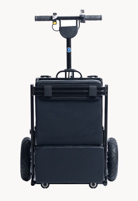 eFOLDi Lite Ultra Lightweight Mobility Scooter Folded In Compact Steering Handle View