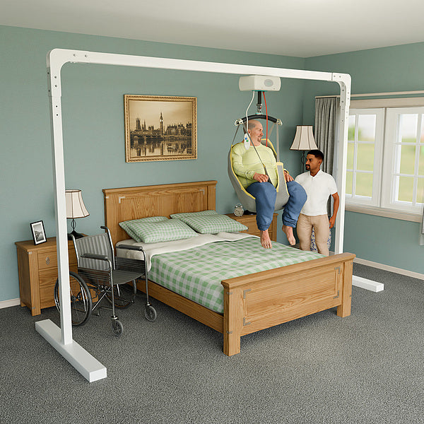 Mackworth SteadyTrack Patient Gantry Lift System Installed Inside The Bedroom With Patient View